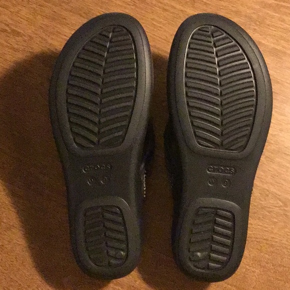 Crocs Monterey Diamante Womens Size 9 Black Thong Flip Flop Wedge Sandals 206343 - Picture 4 of 5